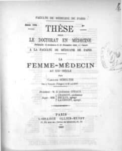 caroline schultze these doctorat medecine femme medecin